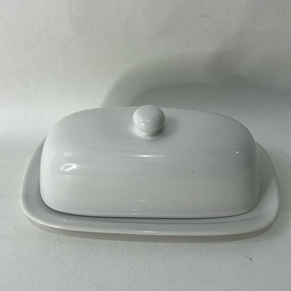 Corningware Corning Butter Dish NY USA Covered White Tableware Vintage 7 In X 3